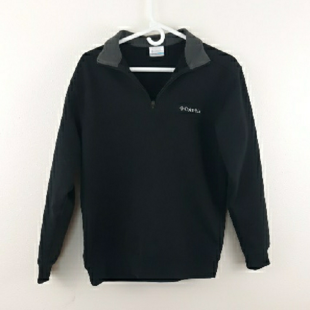 Columbia Black and Gray Zip Up Sweater with Stand-Up Collar
